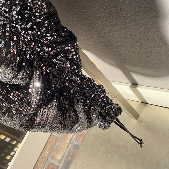 FREE PEOPLE - NWT - dress: black sequin l/s midi w adj. asymmetric skirt - L - Picture 11 of 16